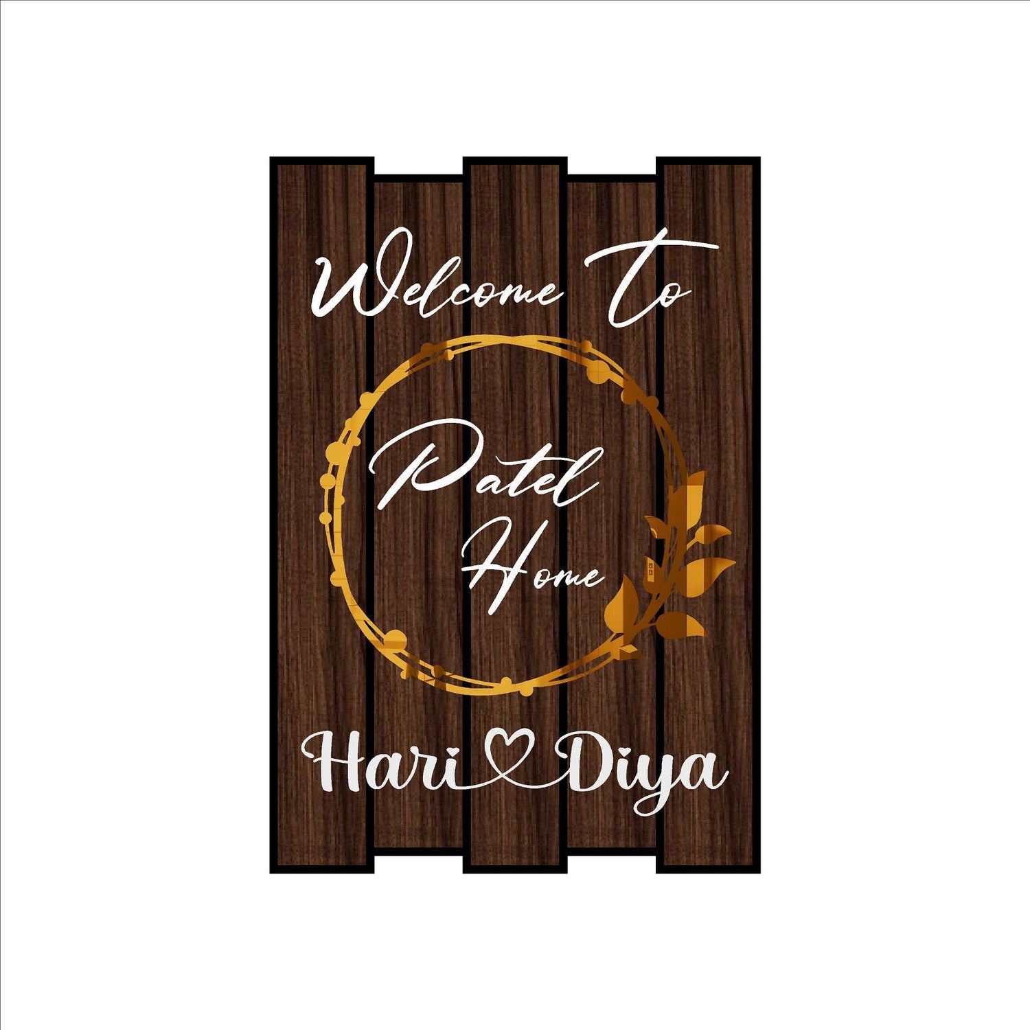Welcome Home Name Plate For Home With Wooden Texture