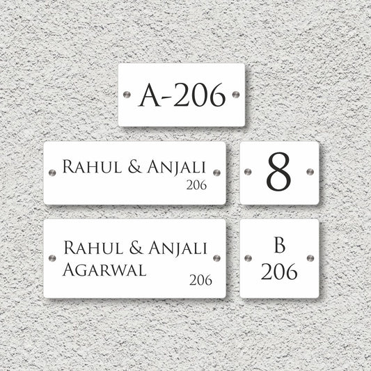 Home Name Sign / Number (Glossy White Acrylic)