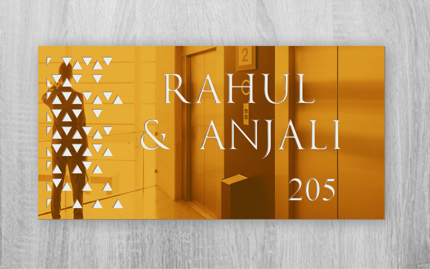 Rahul & Anjali - Gold Mirror LED Light Name Plate