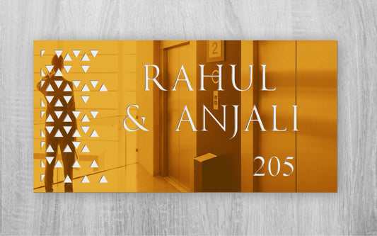 Rahul & Anjali - Gold Mirror LED Light Name Plate