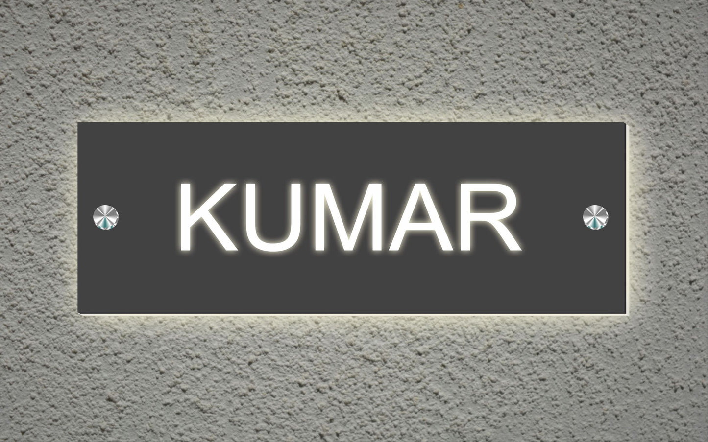 Kumar - Grey Glossy LED Light Name Plate