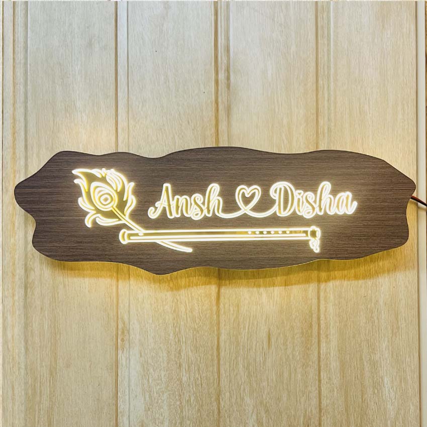 Ansh & Disha LED Light Name Plate