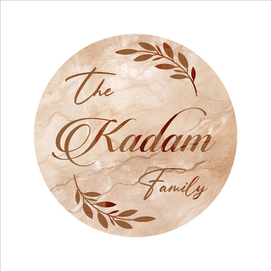 Kadam Round Marble Texture Acrylic Name Plate