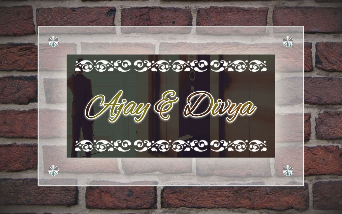Ajay & Divya - LED Light Name Plate With Frosted Transparent Acrylic