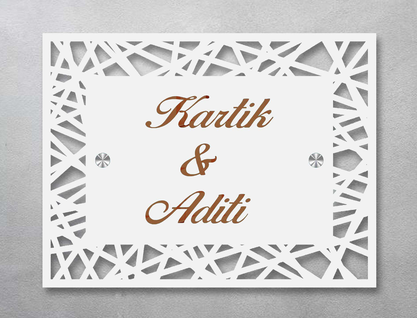 Kartik & Aditi White Acrylic Name Plate
