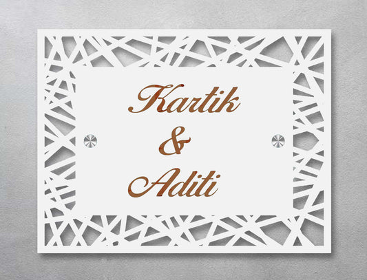 Kartik & Aditi White Acrylic Name Plate
