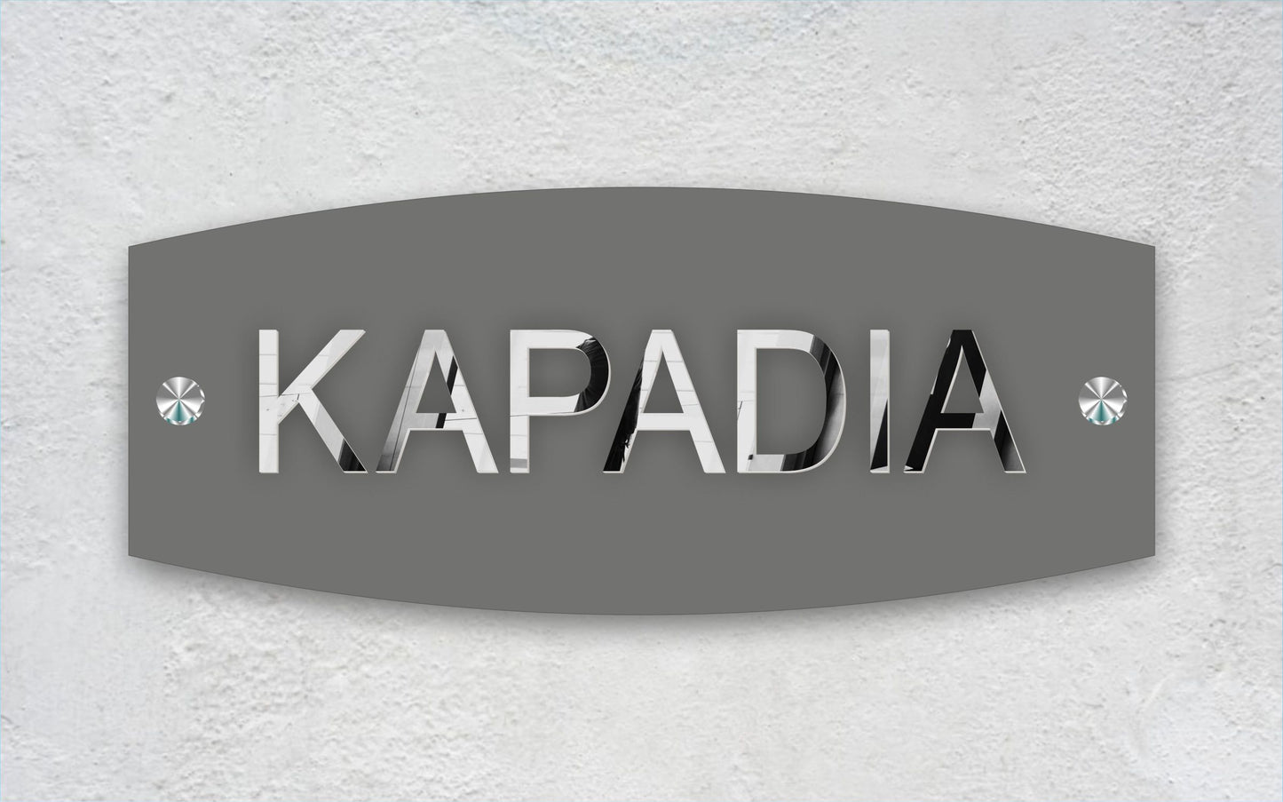 KAPADIA - Grey Unique semioval plus rectangle shape LED name plate