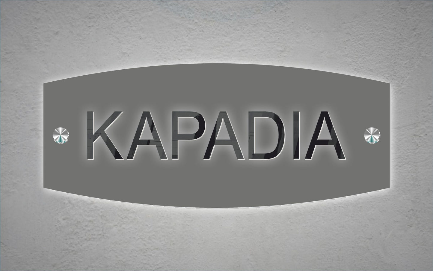 KAPADIA - Grey Unique semioval plus rectangle shape LED name plate