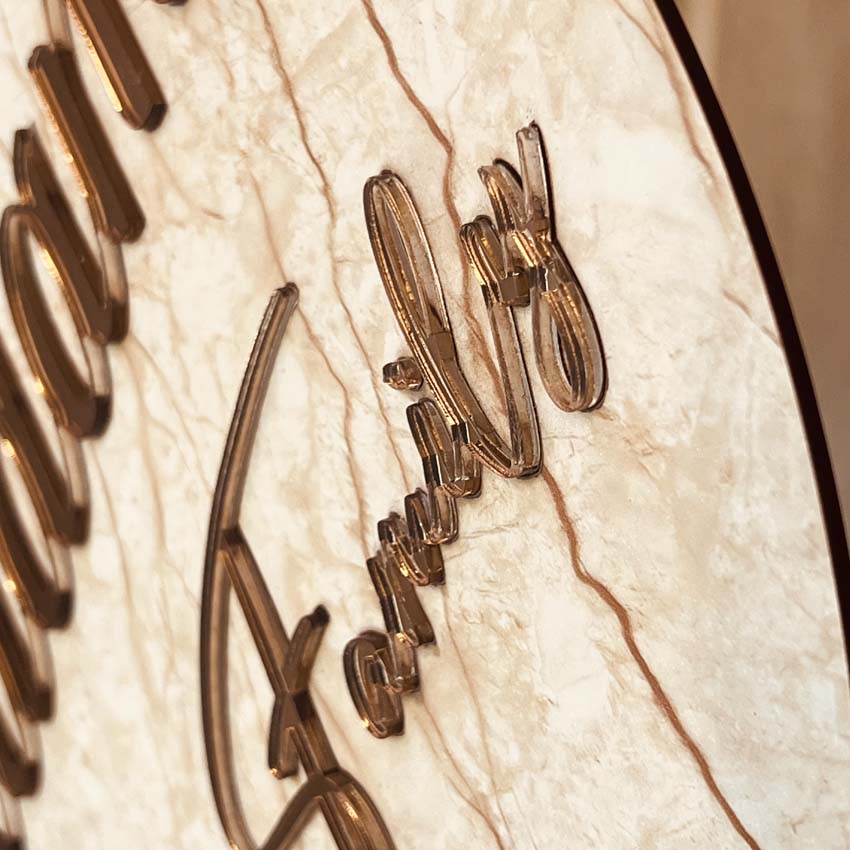 Kadam Round Marble Texture Acrylic Name Plate