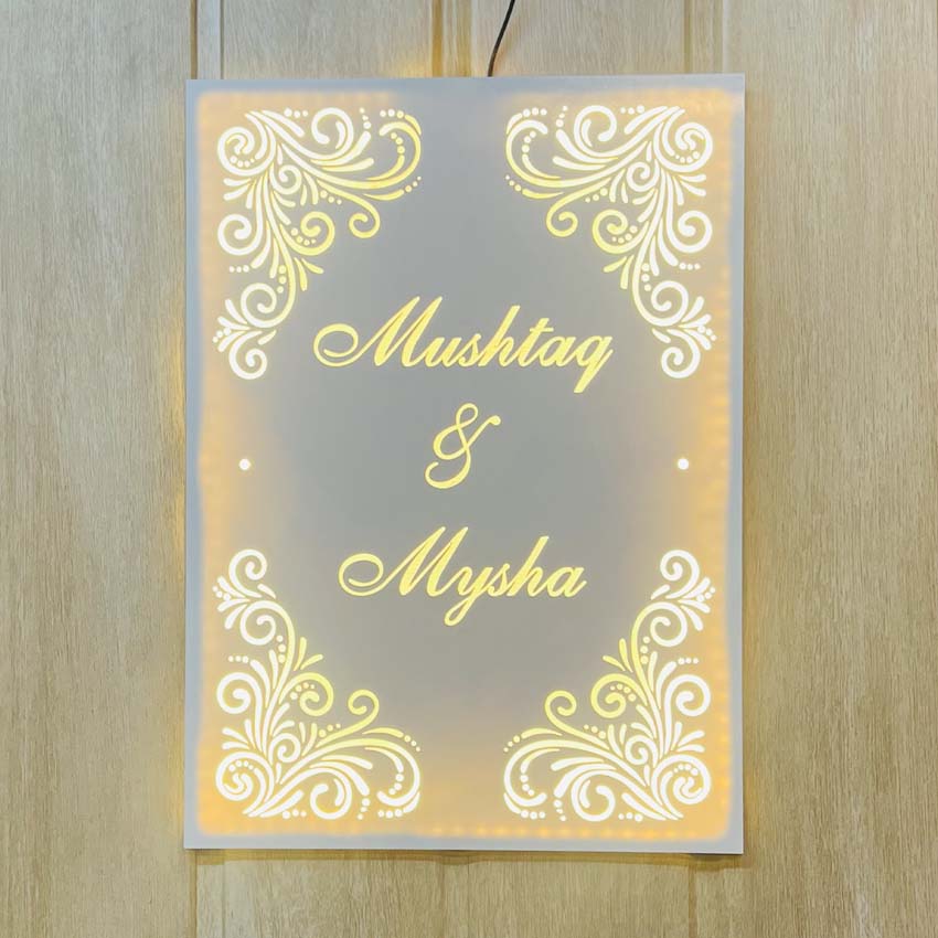 Mushtaq & Mysha Led Acrylic Name Plate