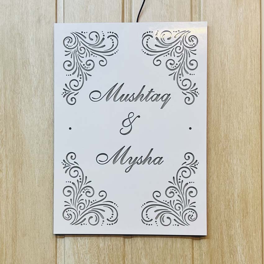 Mushtaq & Mysha Led Acrylic Name Plate