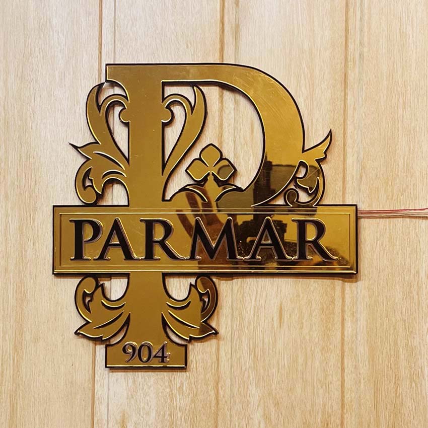 Parmar - Gold Mirror LED Light Name Plate