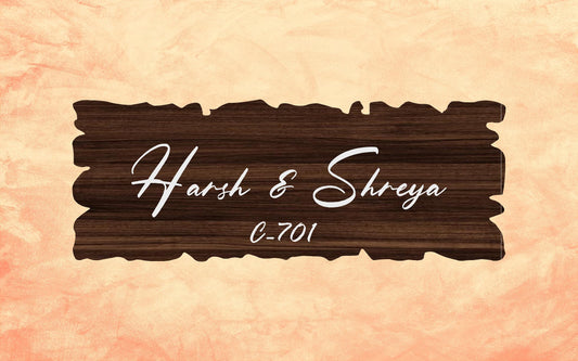 Harsh & Shreya | Wooden Texture Acrylic Name Plate